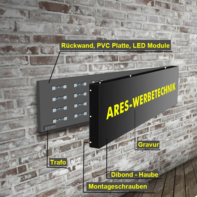 Leuchtkasten Dibond / Breite 200cm