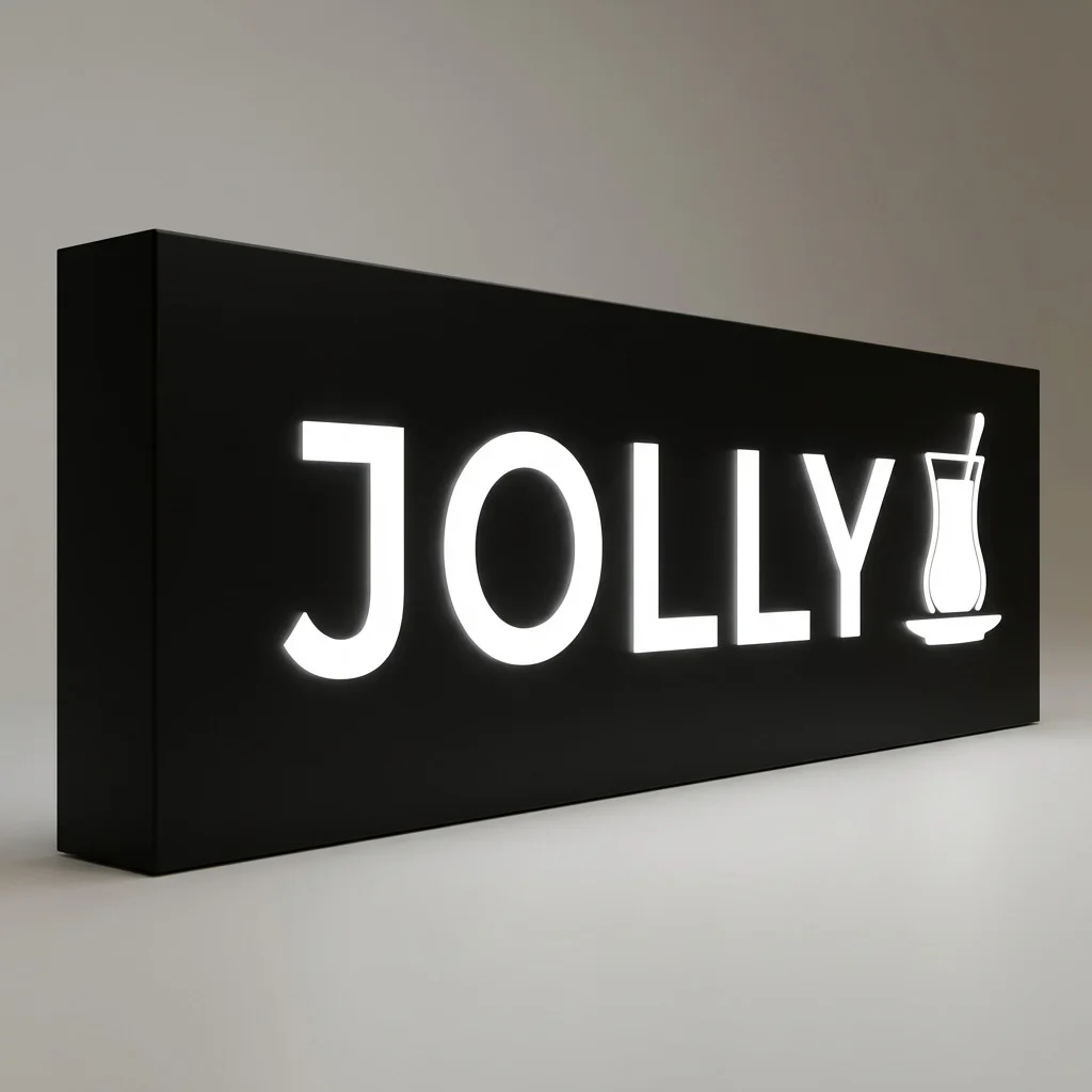 LED-Leuchtkasten JOLLY mit beleuchtetem Logo